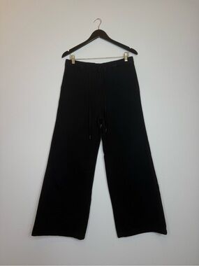 Hudson Jeans Black High Rise Wide Leg Drawstring Trouser Crop Pant Size 28
